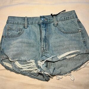 Forever 21 Light Blue Distressed Jean Shorts